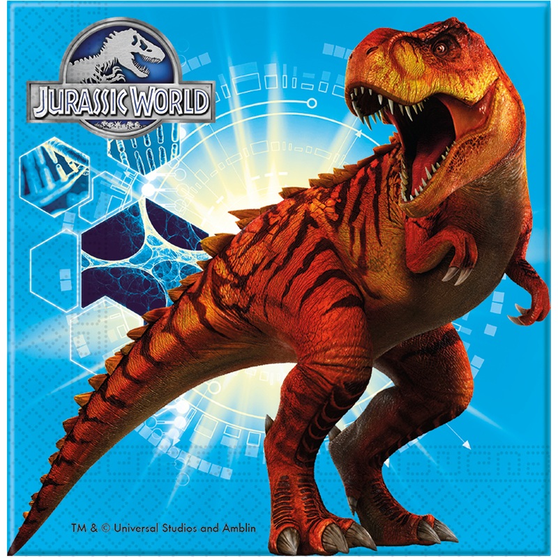 20 Jurassic World Dinos square napkin 33cm