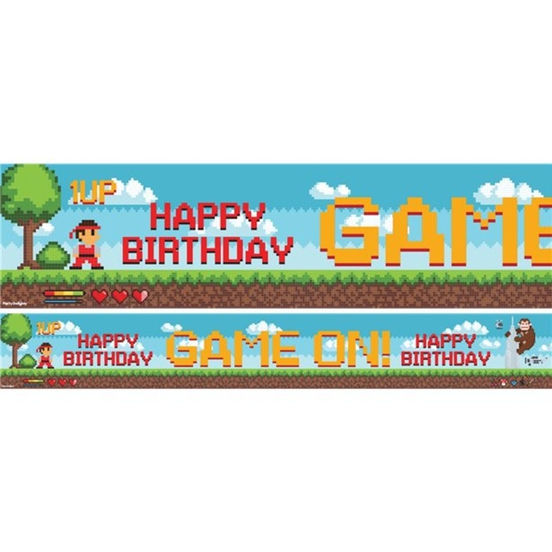 3 birthday banners Game On 1m