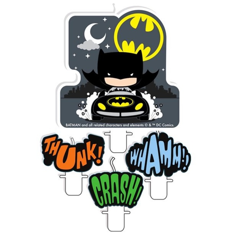 4 Batman and Joker comic cake candles