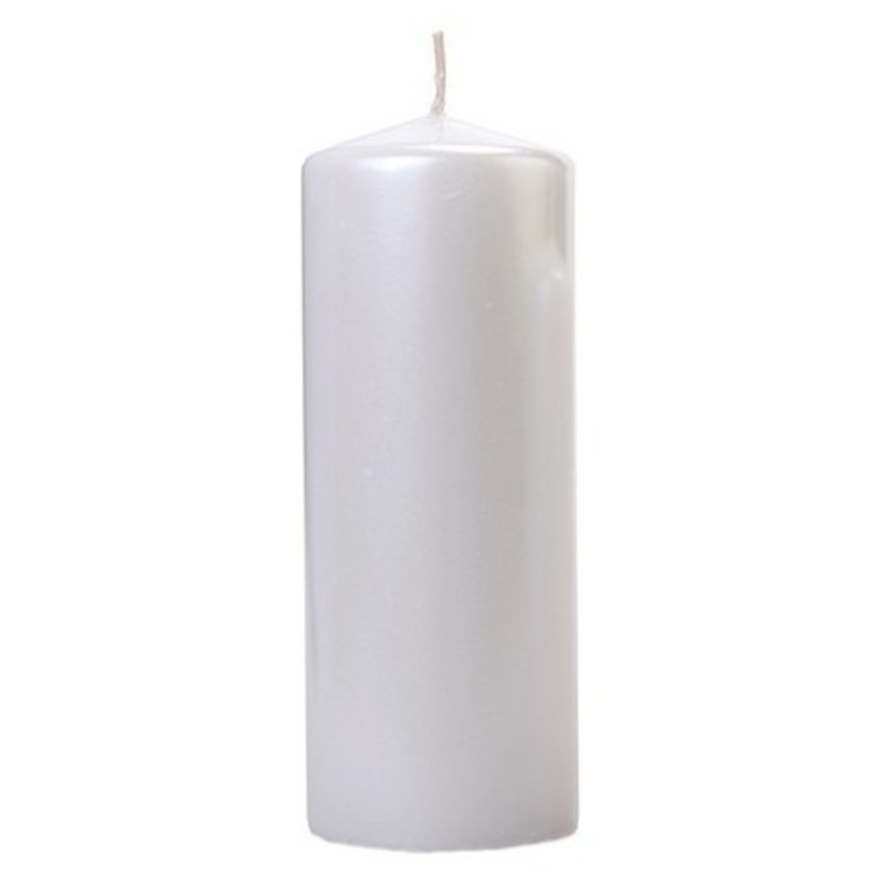 6 pillar candles Rio pearl white 15cm