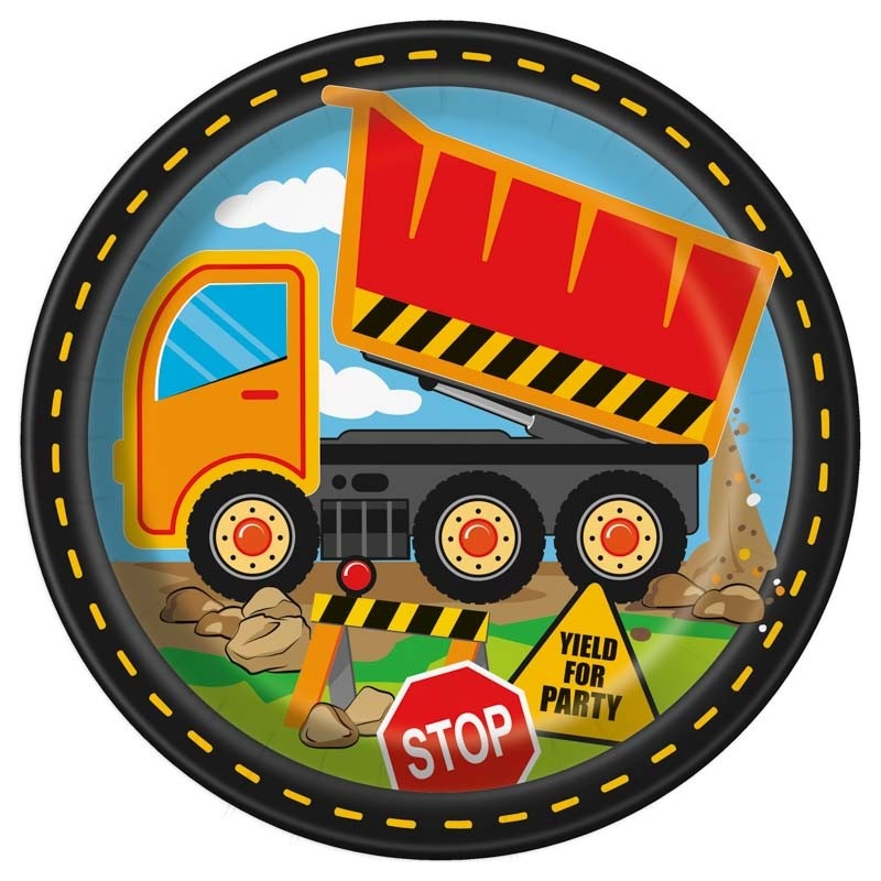 8 Fun Ahead construction sites paper plates 23cm