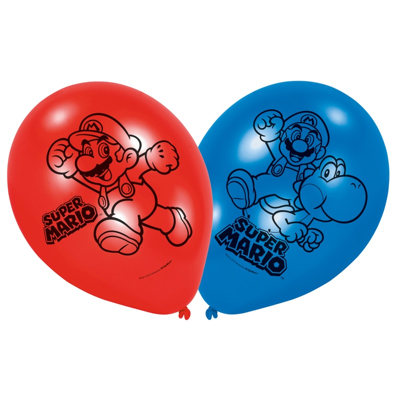 Set of 6 Super Mario balloons 23cm
