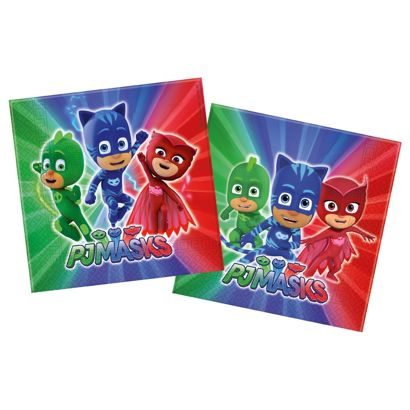 20 PJ Masks pajama party night napkins 33cm