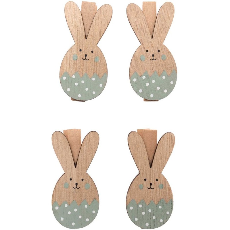 4 decorative clips mint green Easter bunny