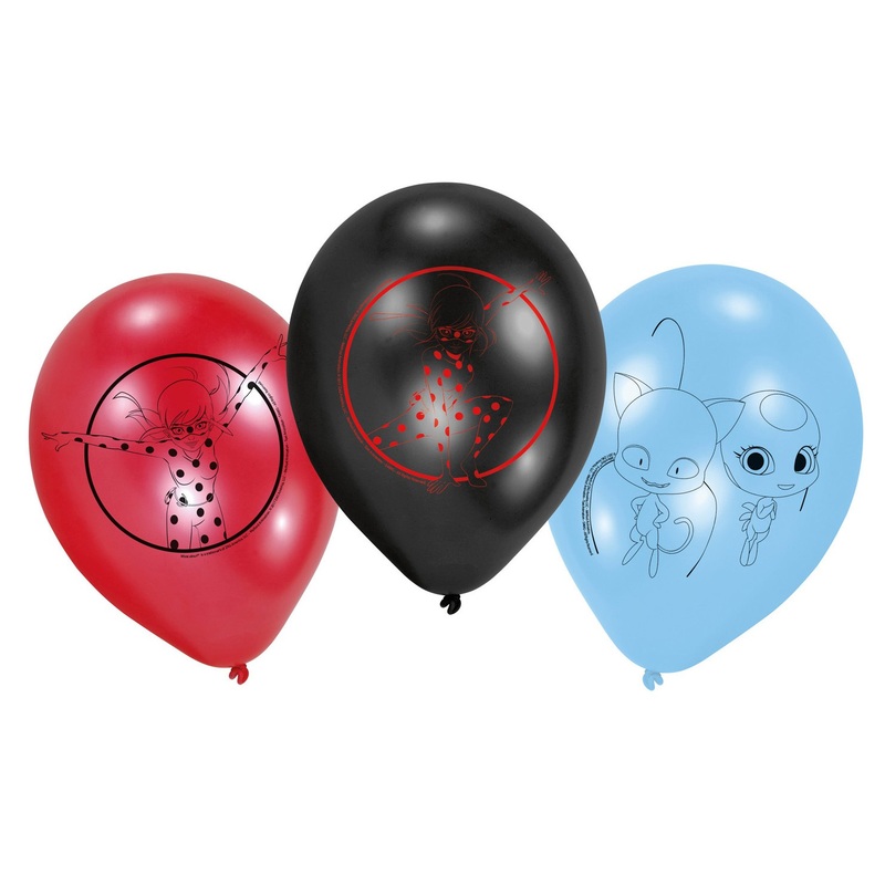 6 Miraculous Ladybug balloons 23cm