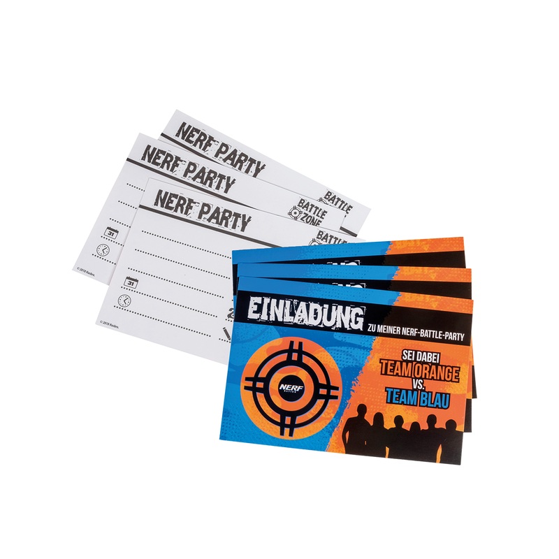 6 Nerf Battle Zone invitation cards with envelope