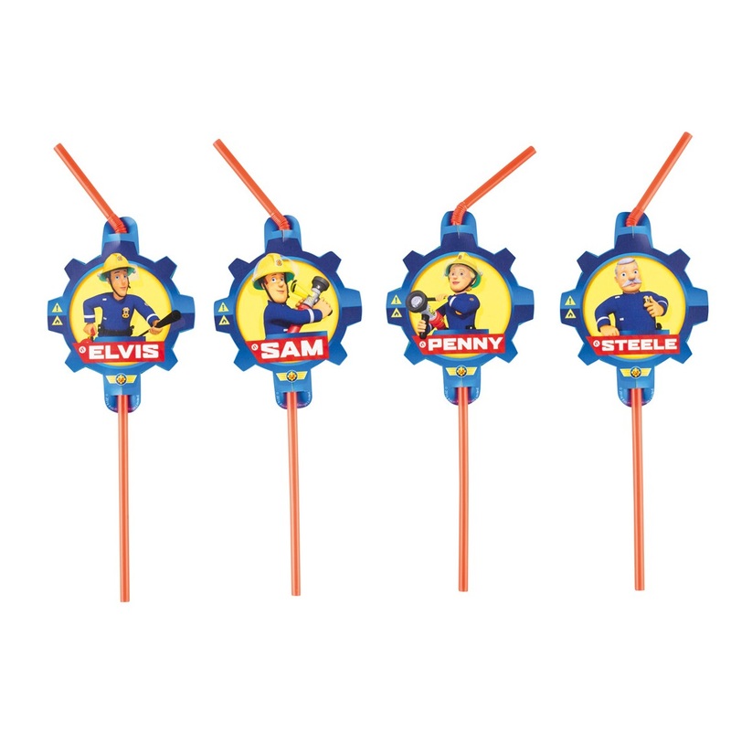 8 firefighter Sam SOS straws 24cm
