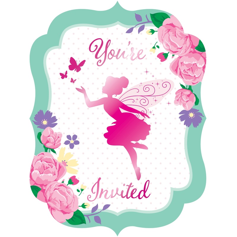 8 Flower Fairy invitation cards