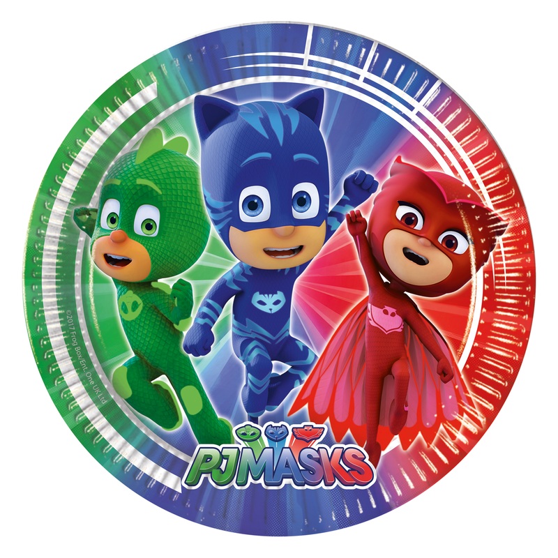 8 PJ Masks pajama party night paper plates 20cm