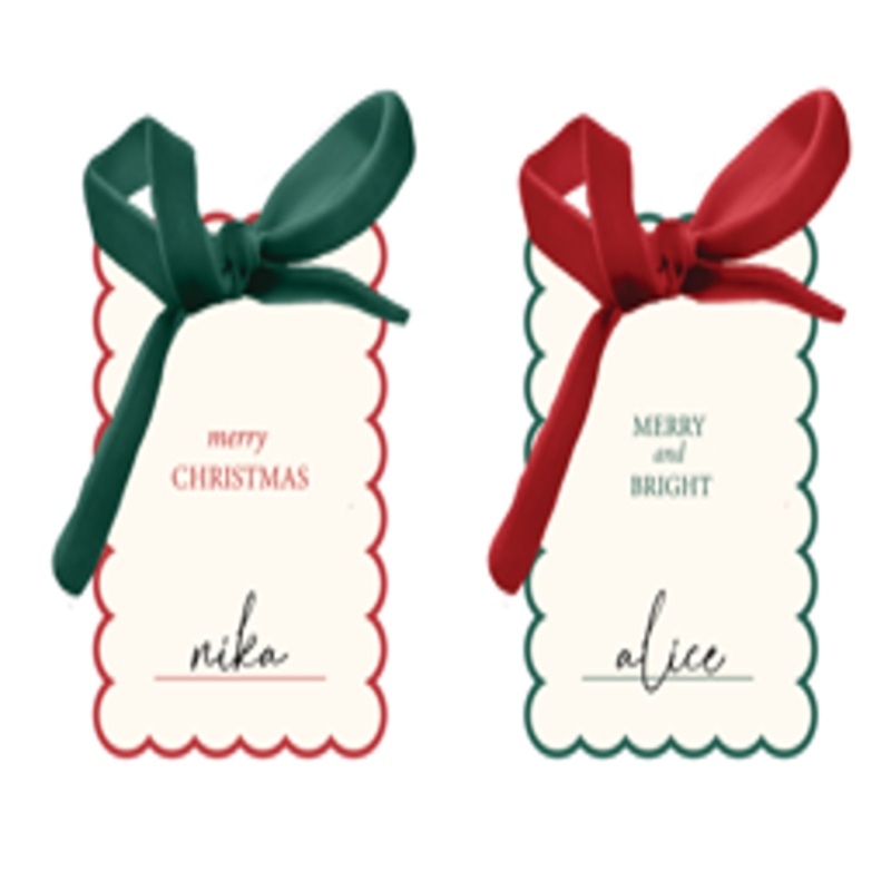 10 place cards Green-Red Christmas