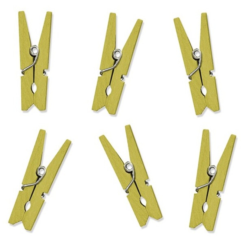 10 small yellow wooden clips 3.5 cm
