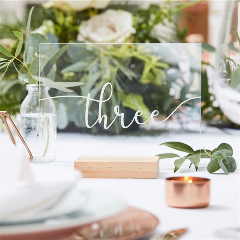 12 wooden table numbers 20cm wide x 15cm