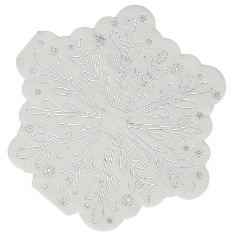 16 Merry and Bright snowflake napkins 34cm