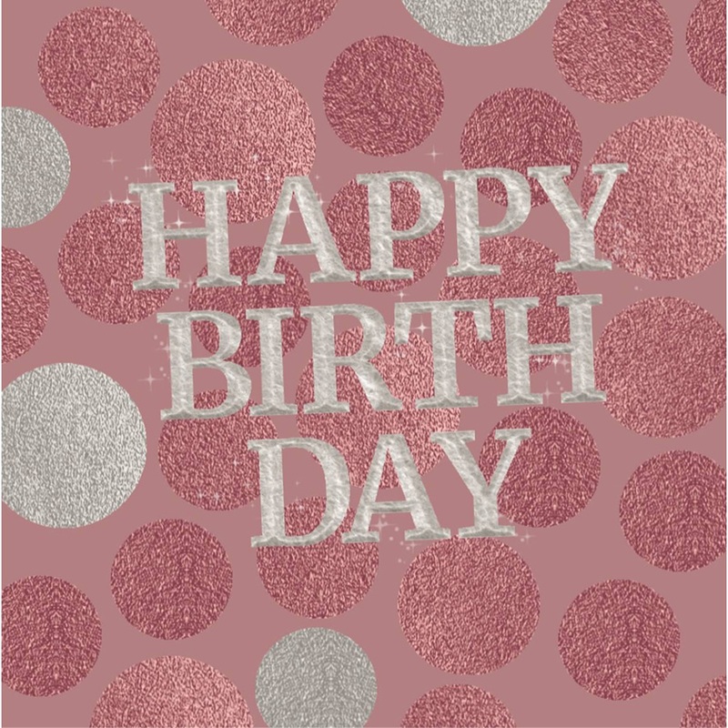 20 Glossy Pink Happy Birthday napkins 33cm