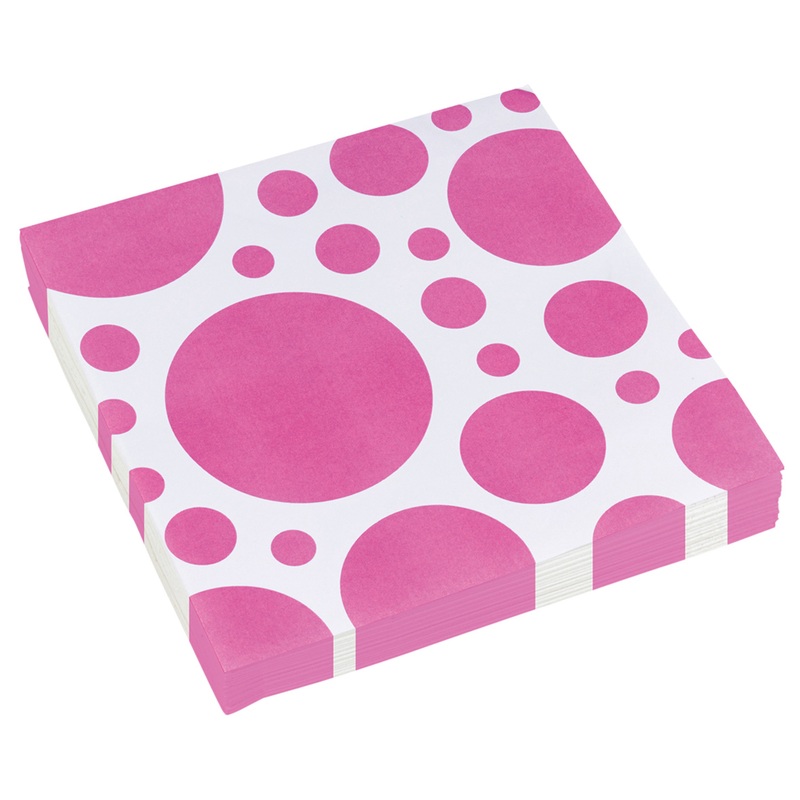 20 sweet dot napkins pink