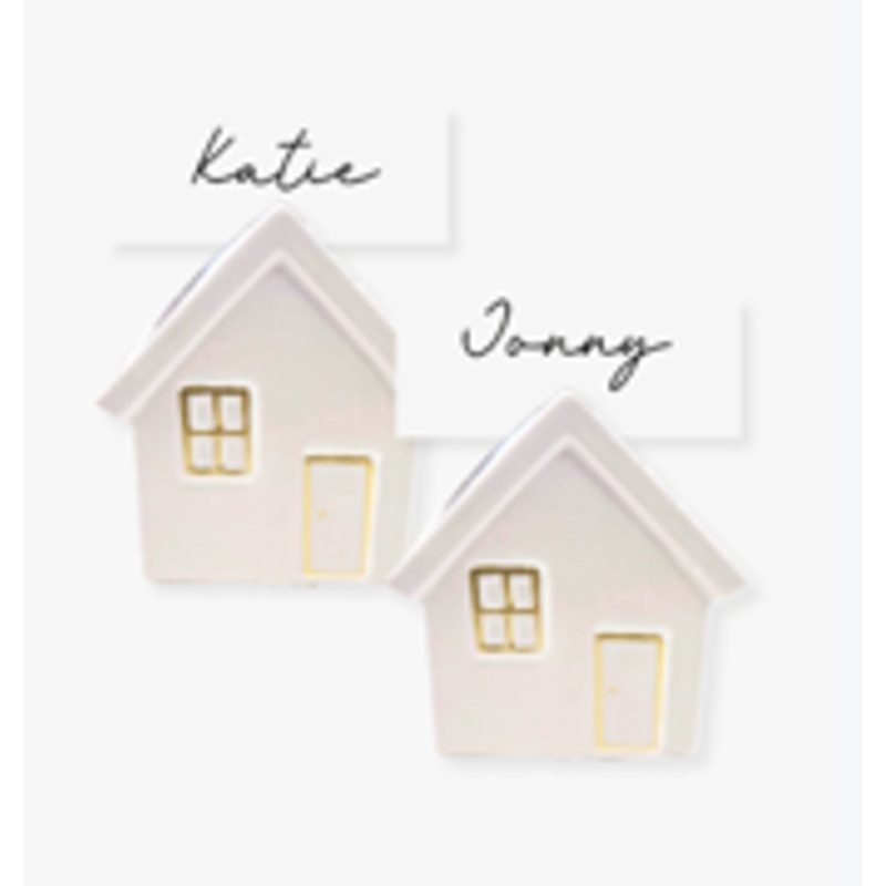 4 Ceramic Place Card Holders - White House