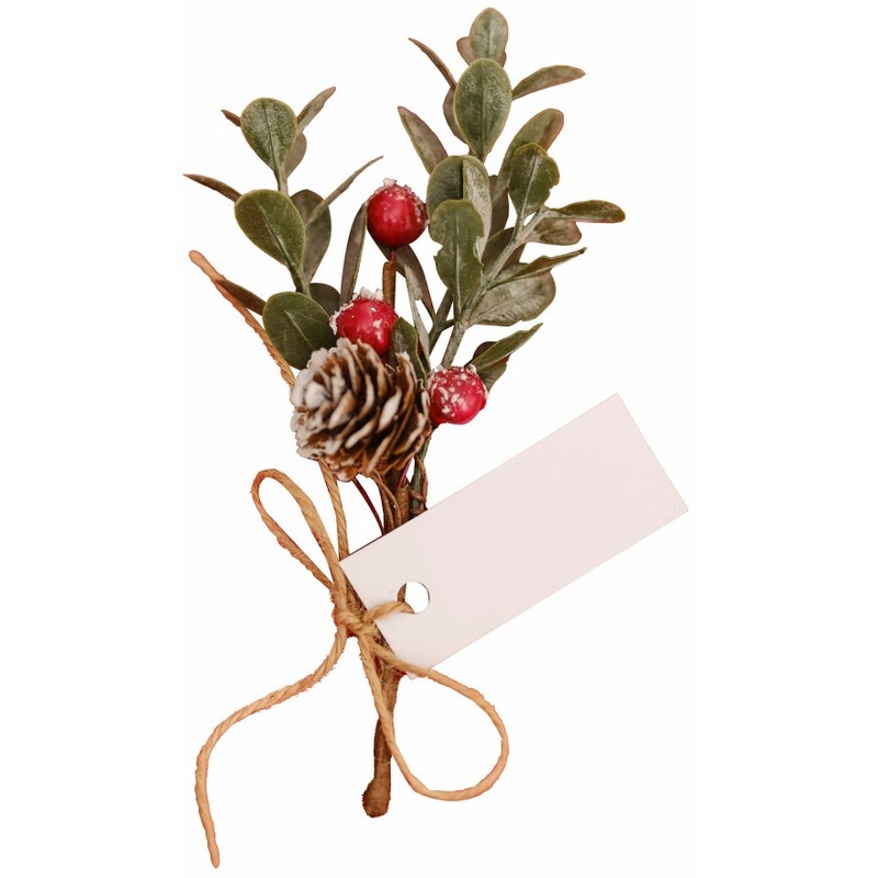 6 place card holders berry branches
