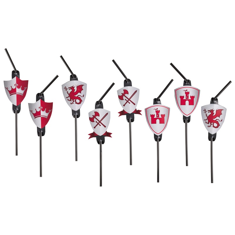 8 knight coat of arms straws 24cm