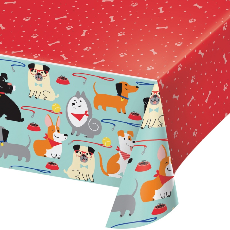 Dog party tablecloth 2.59 x 1.59m