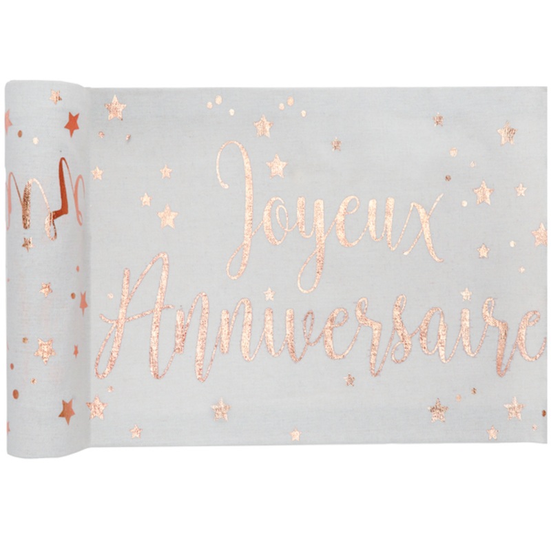Joyeux Anniversaire table runner rose gold 3m