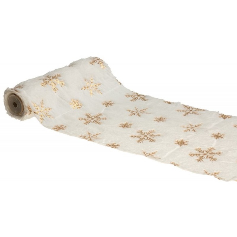 Plush table runner with snowflakes 3m