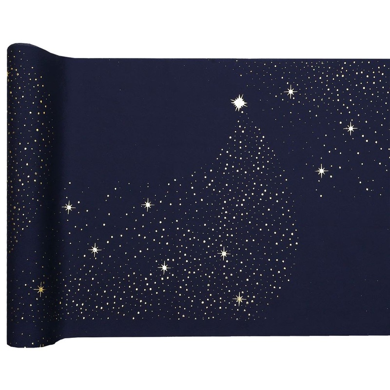 Table runner Christmas blue shiny 2.5m x 27cm