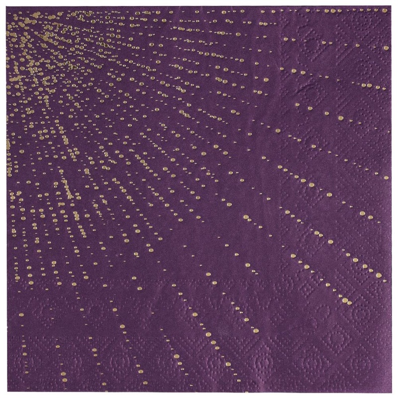 10 napkins Aubergine Dots glossy 33 x 33cm