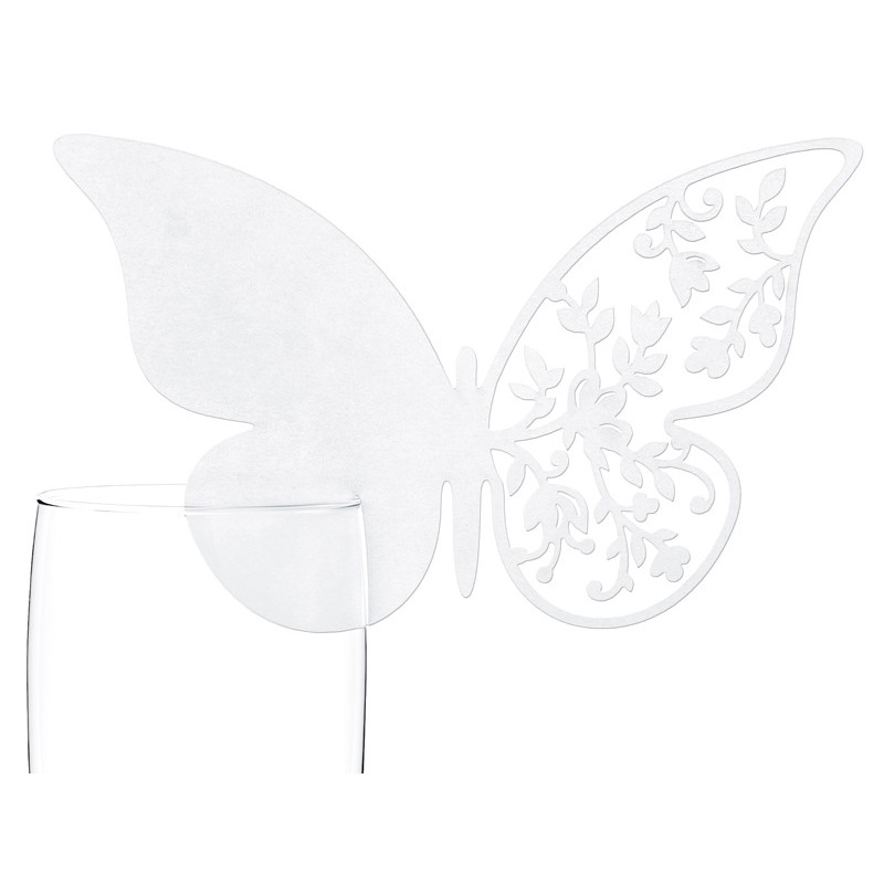 10 paper coasters White butterfly ornament