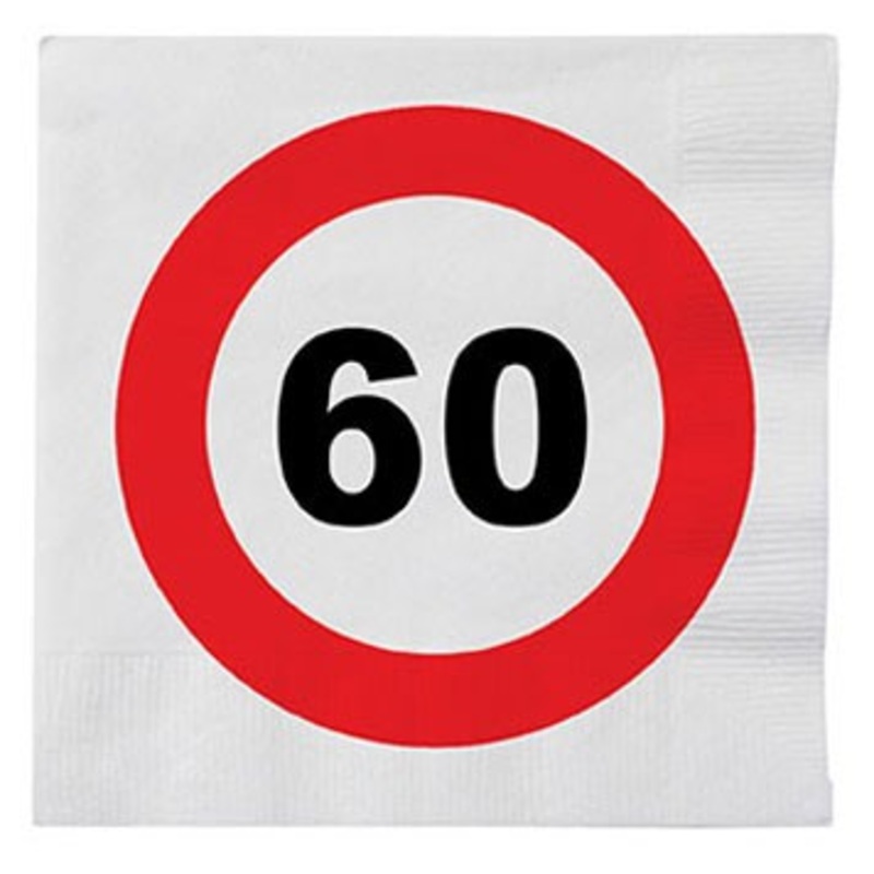 16 caution 60th birthday napkins