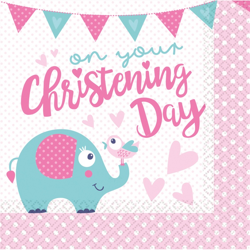 16 Christening Day napkins pink 33cm
