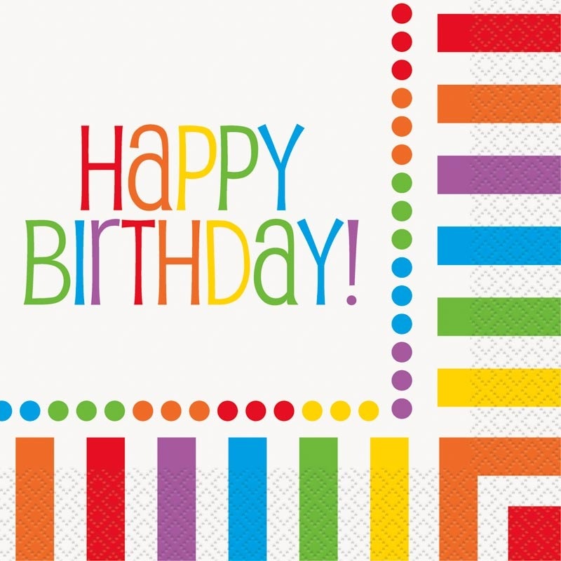 16 Color Rainbow Party Happy Birthday napkins 33cm