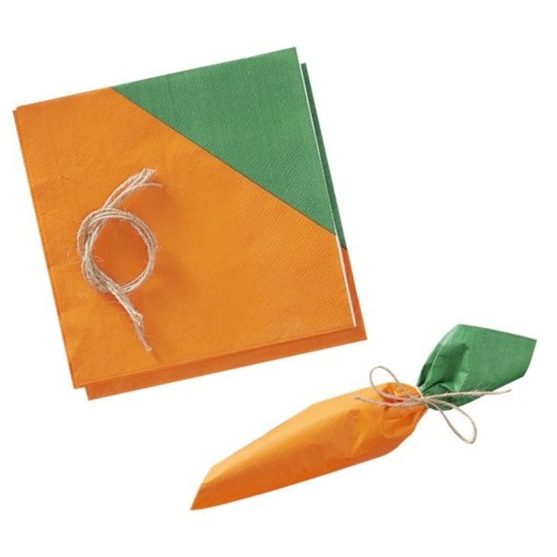 16 DIY carrot napkins with ribbon 33cm