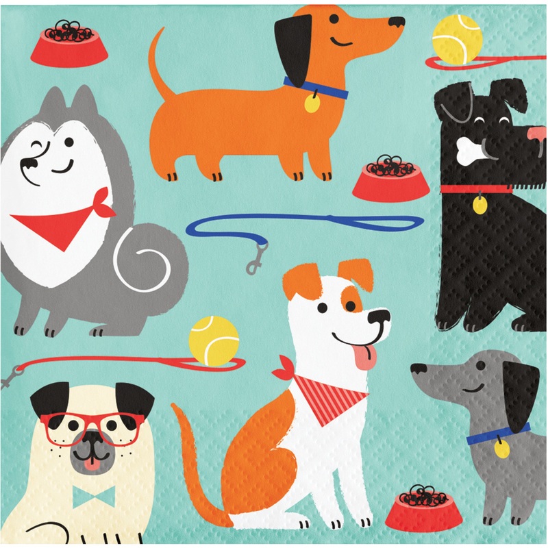 16 dog party napkins 25cm
