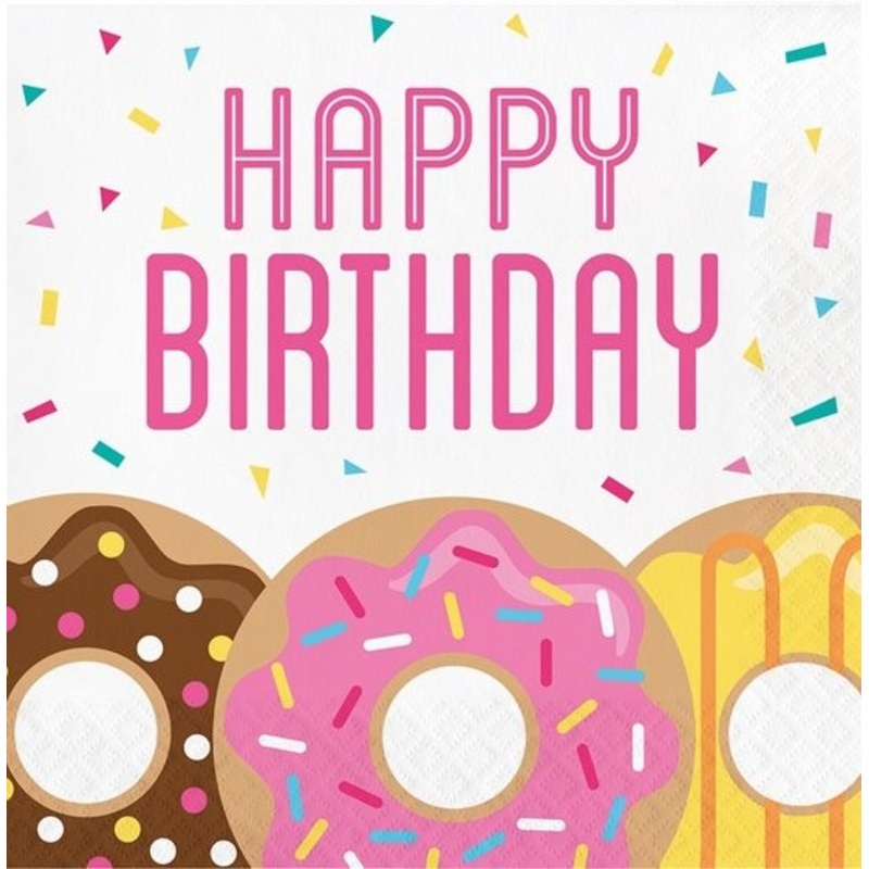 16 donut candy party napkins 33cm