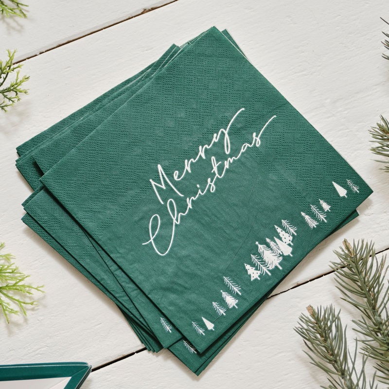 16 Eco Merry Christmas napkins