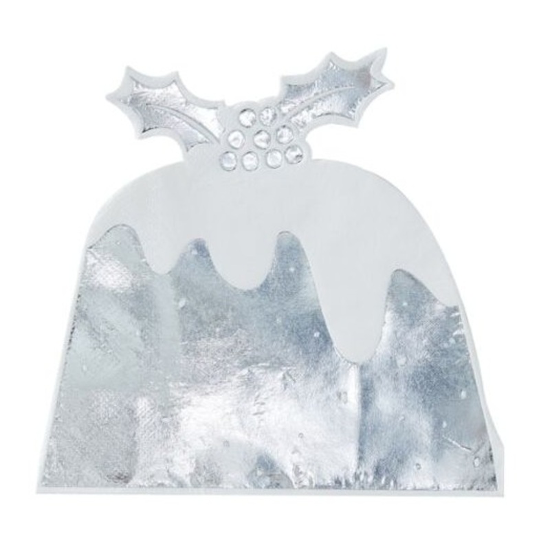 16 Frosty Christmas Pudding Napkins