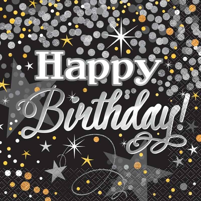 16 glamorous birthday napkins 33cm
