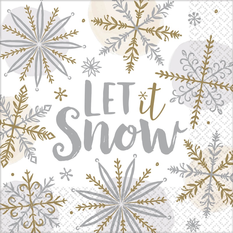 16 Let it snow napkins 33cm