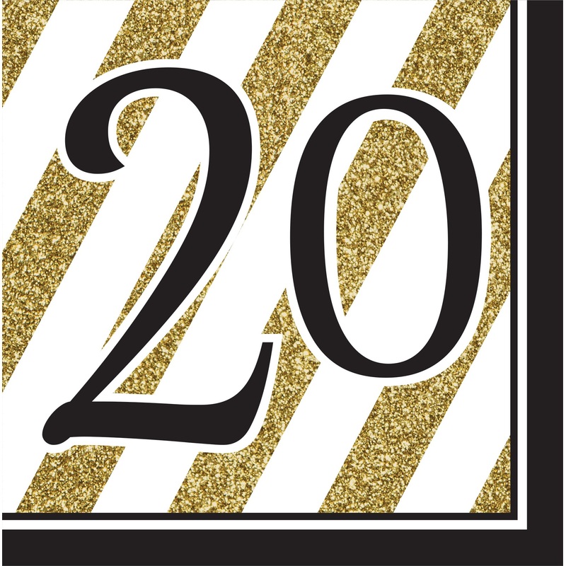 16 Magical 20th Birthday napkins 33cm
