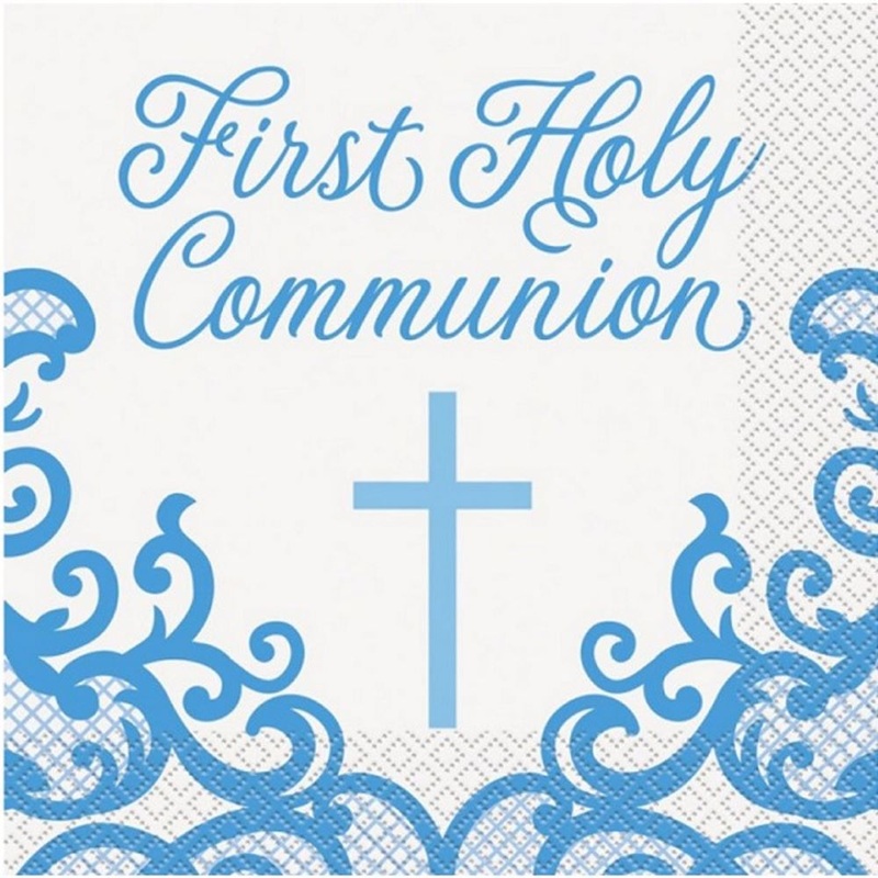 16 napkins Festive Blue Communion 33cm
