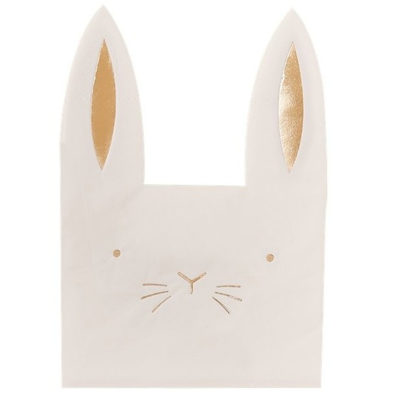 16 napkins in the shape of an Easter bunny 22cm