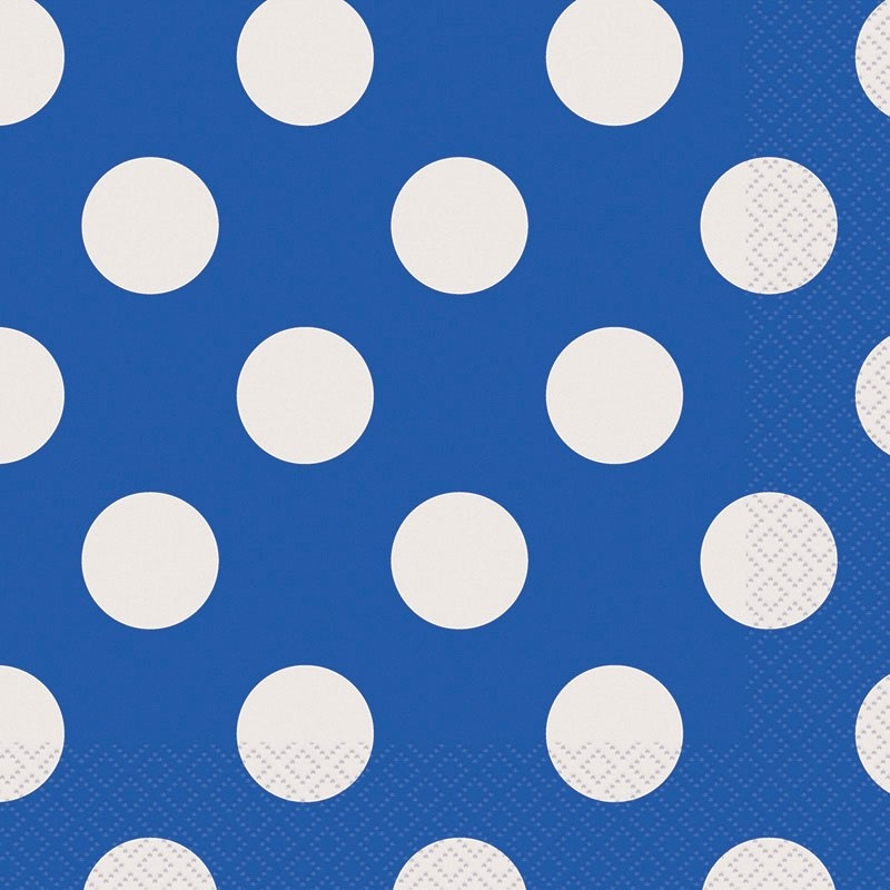16 party napkins Tiana royal blue dotted 33cm