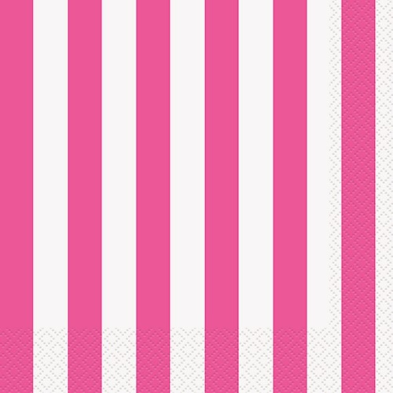 16 party napkins Victoria pink striped 33cm