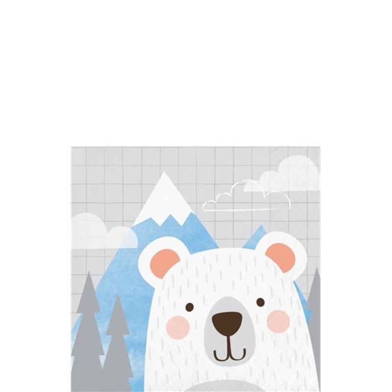 16 polar bear party napkins 25cm