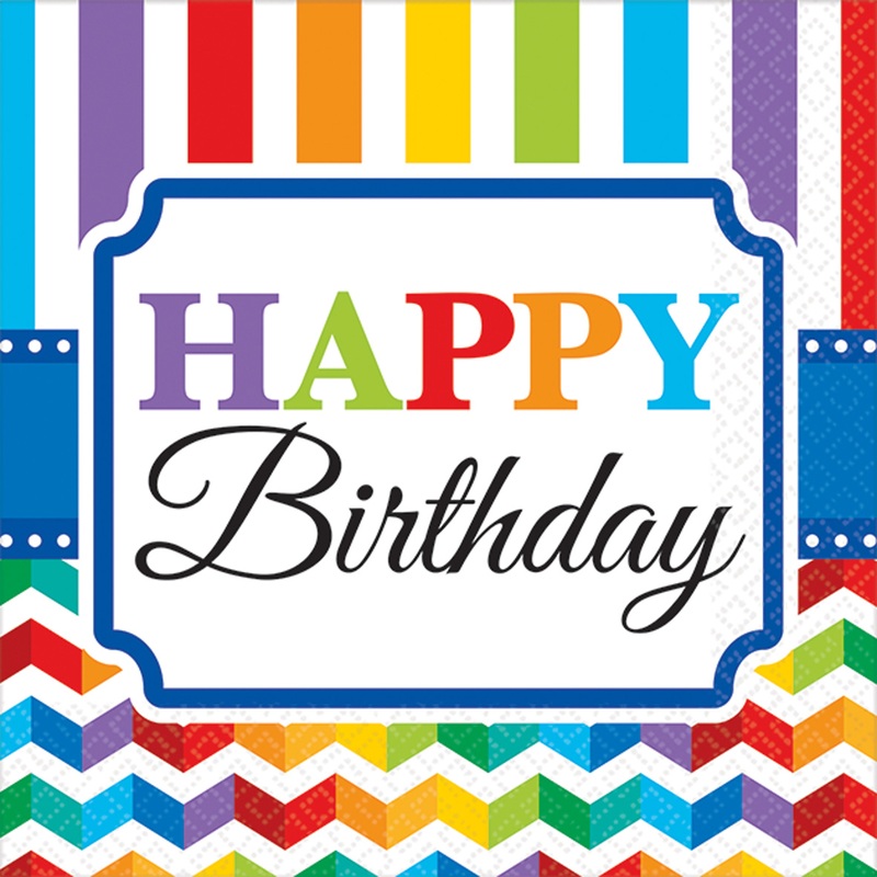 16 Rainbow Birthday napkins 25cm