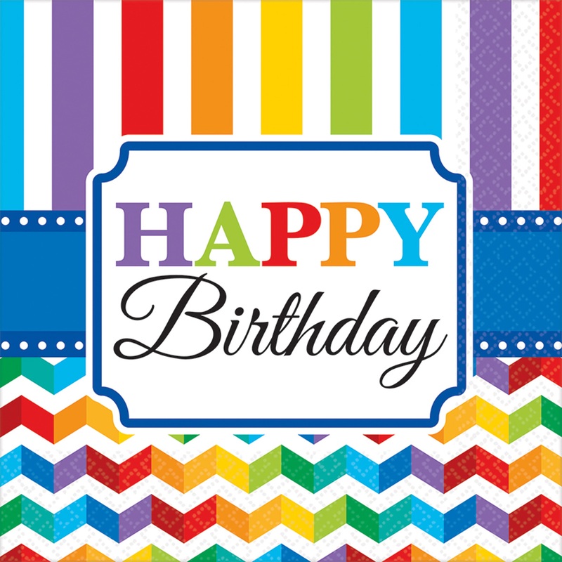 16 Rainbow Birthday napkins 33cm