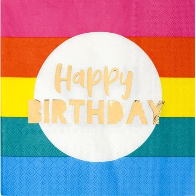 16 Rainbow Splash Birthday napkins 33cm