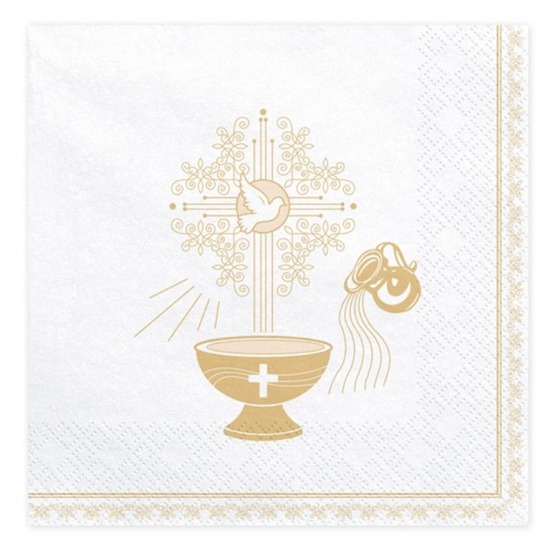 20 baptismal font napkins gold 33cm