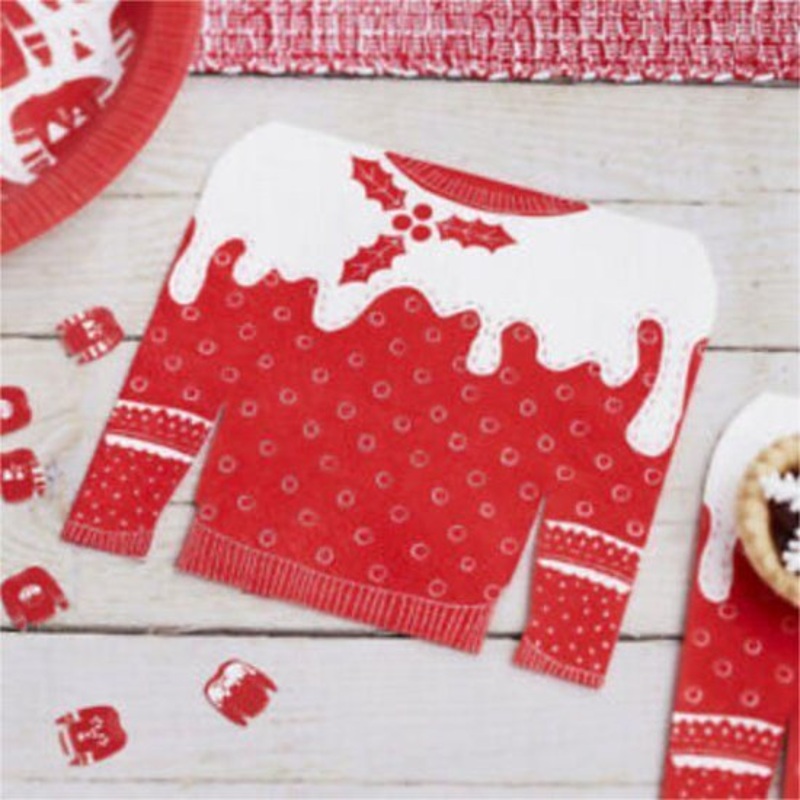 20 Nordic Christmas sweater napkins 17cm