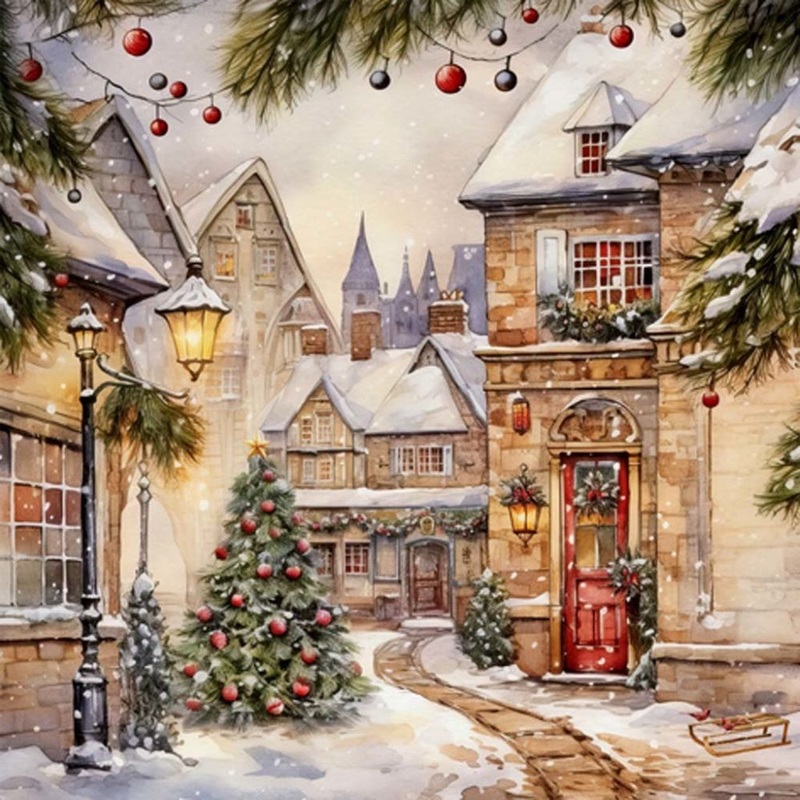 20 Tiflair napkins sensual Christmas village 33cm